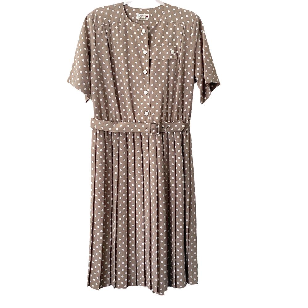 Vintage Serben Womens Size 16P Polka Dot Short Sleeve Dress